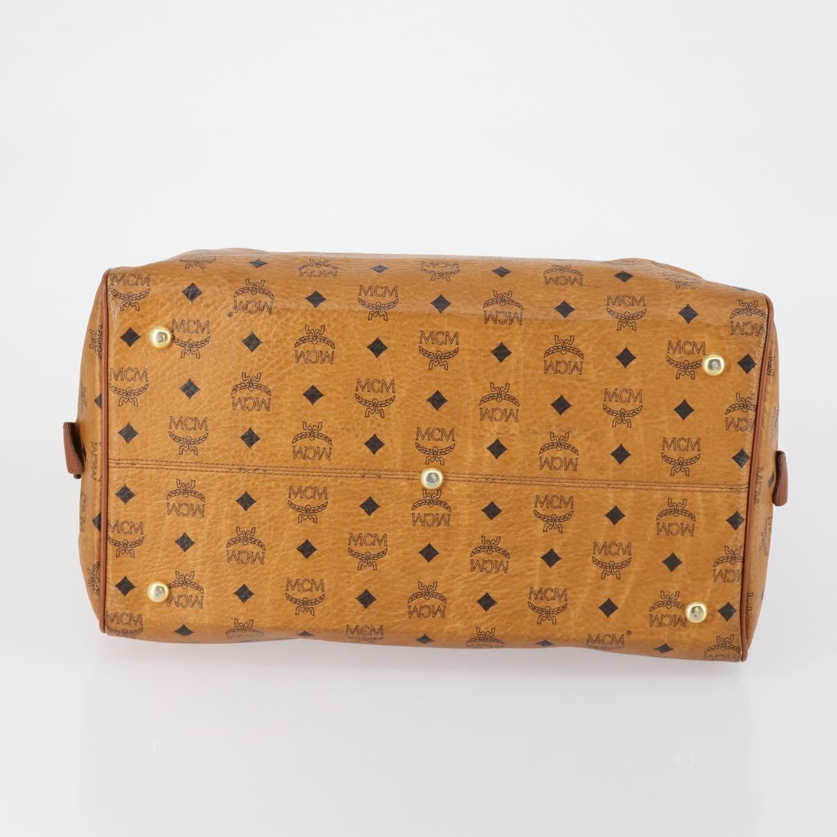 MCM Vicetos Travel Bag Logogram Boston Brown Canvas Travel Bag Bag (Pre-Owned)