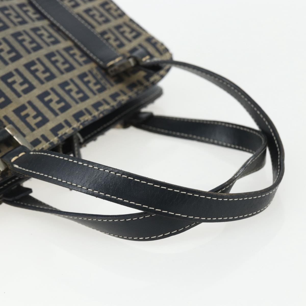 Fendi Vintage Satchel Zucchino Canvas Navy Canvas Handbag (Pre-Owned)