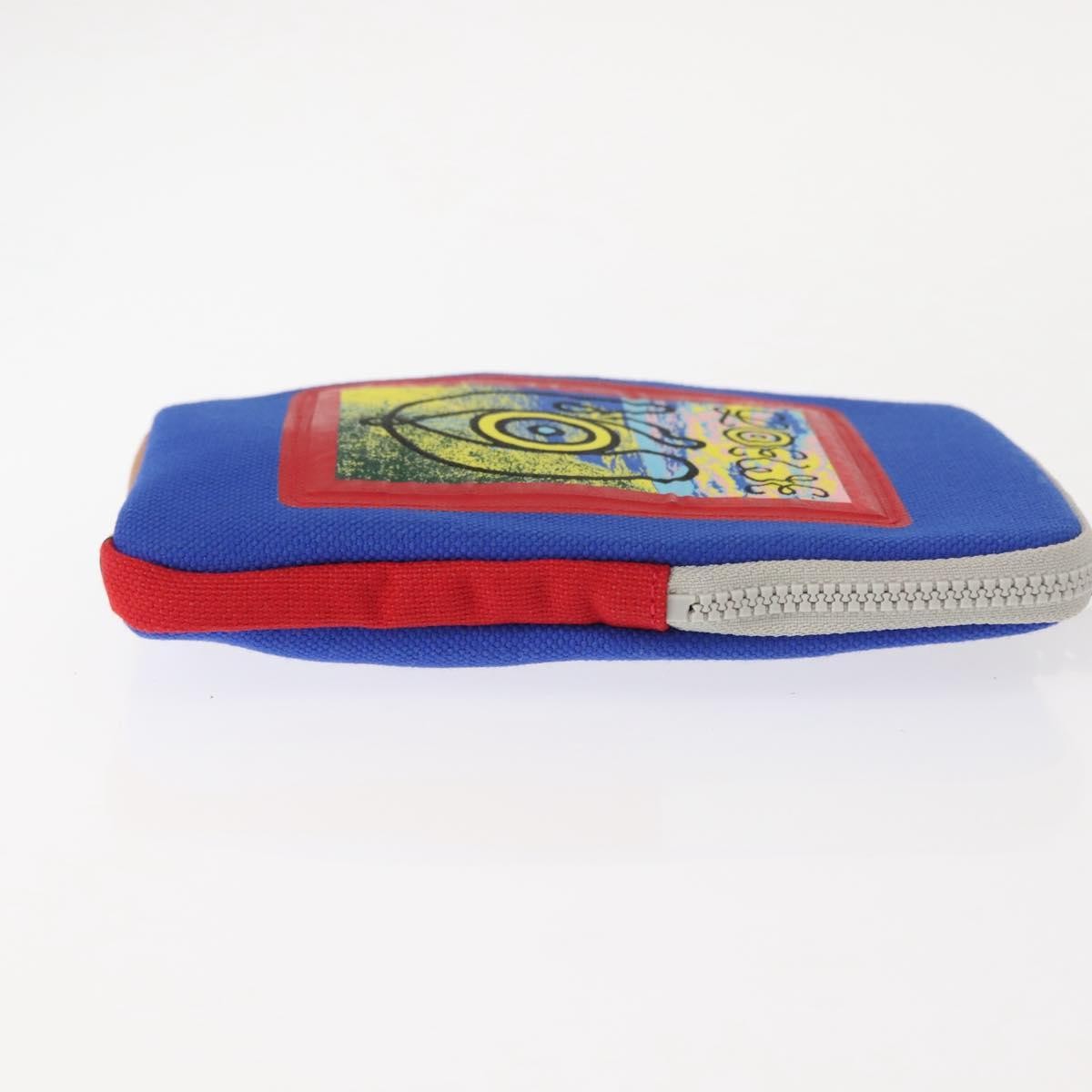 Loewe Eye/Loewe/Nature Zip Neck Pouch Canvas With Applique Blue Canvas Clutche & Pouche Bag (Pre-Owned)