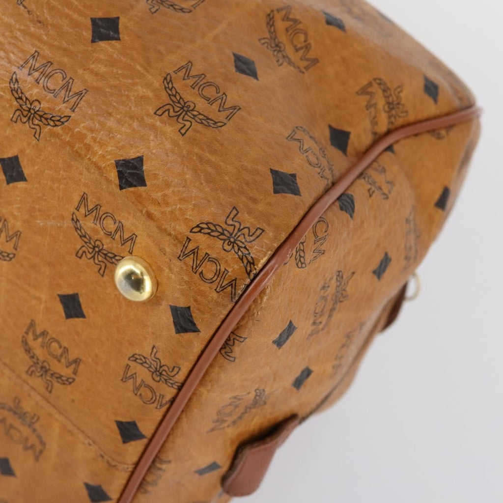 MCM Vicetos Travel Bag Logogram Boston Brown Canvas Travel Bag Bag (Pre-Owned)