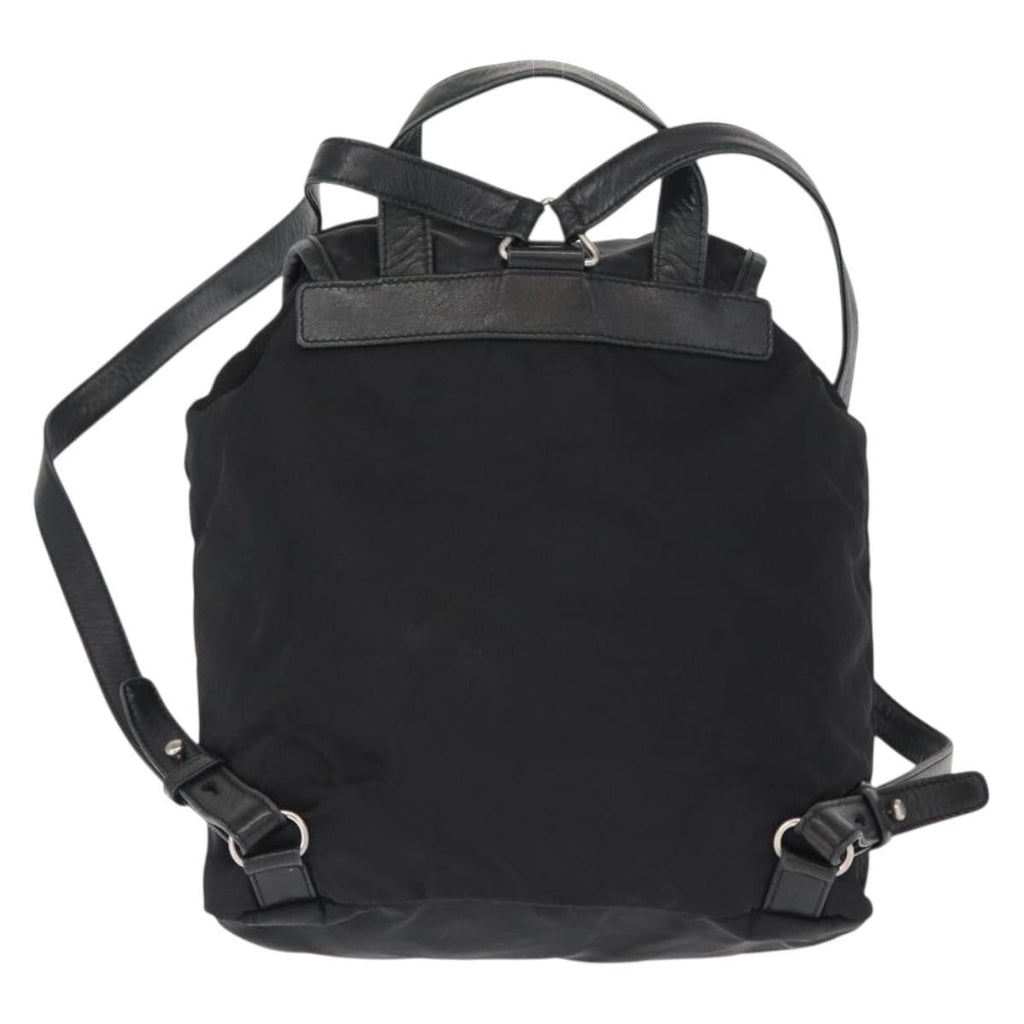 Prada Vela Double Front Pocket Backpack Tessuto With Saffiano Leather Black Nylon Backpack Bag (Pre-Owned)