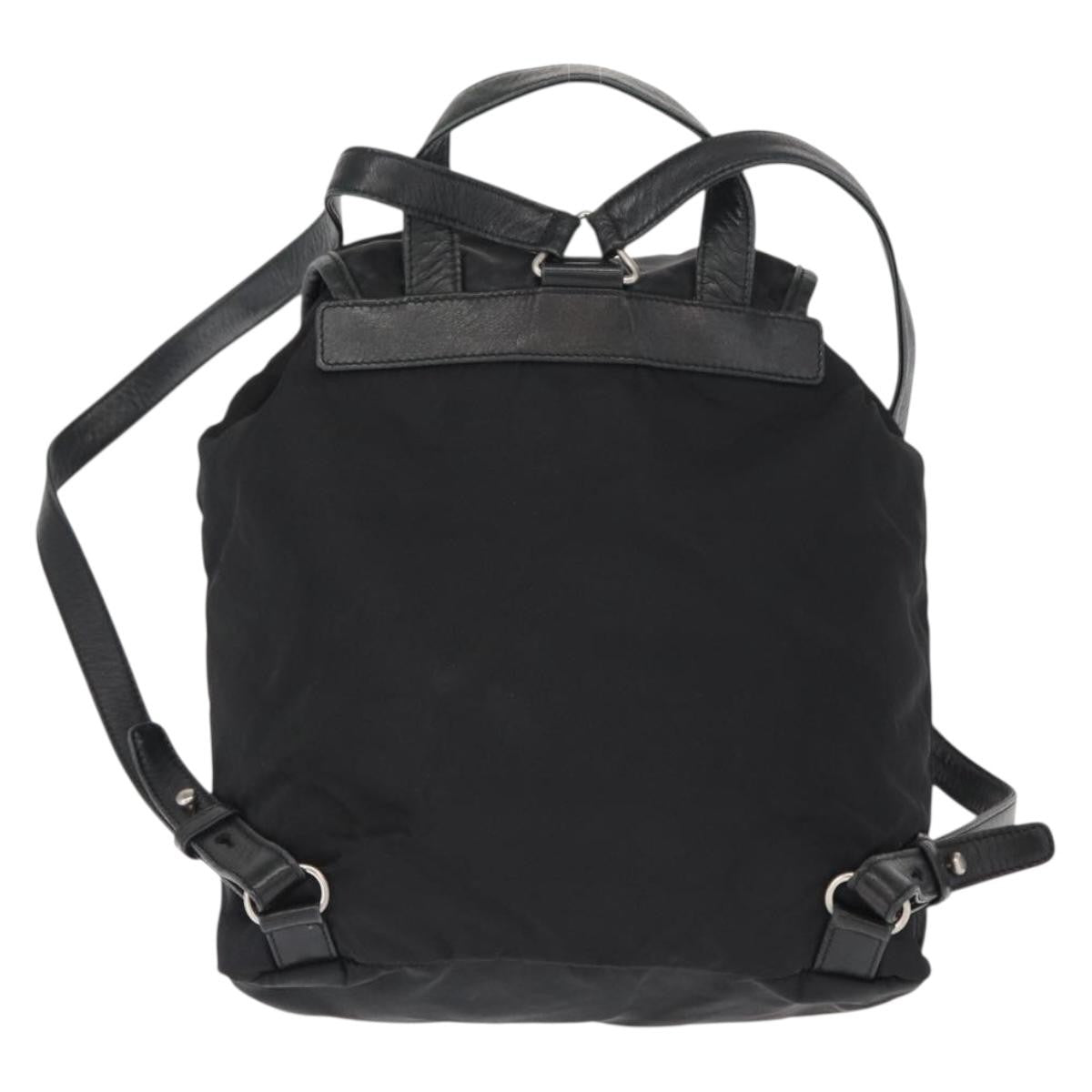 Prada Vela Double Front Pocket Backpack Tessuto With Saffiano Leather Black Nylon Backpack Bag (Pre-Owned)