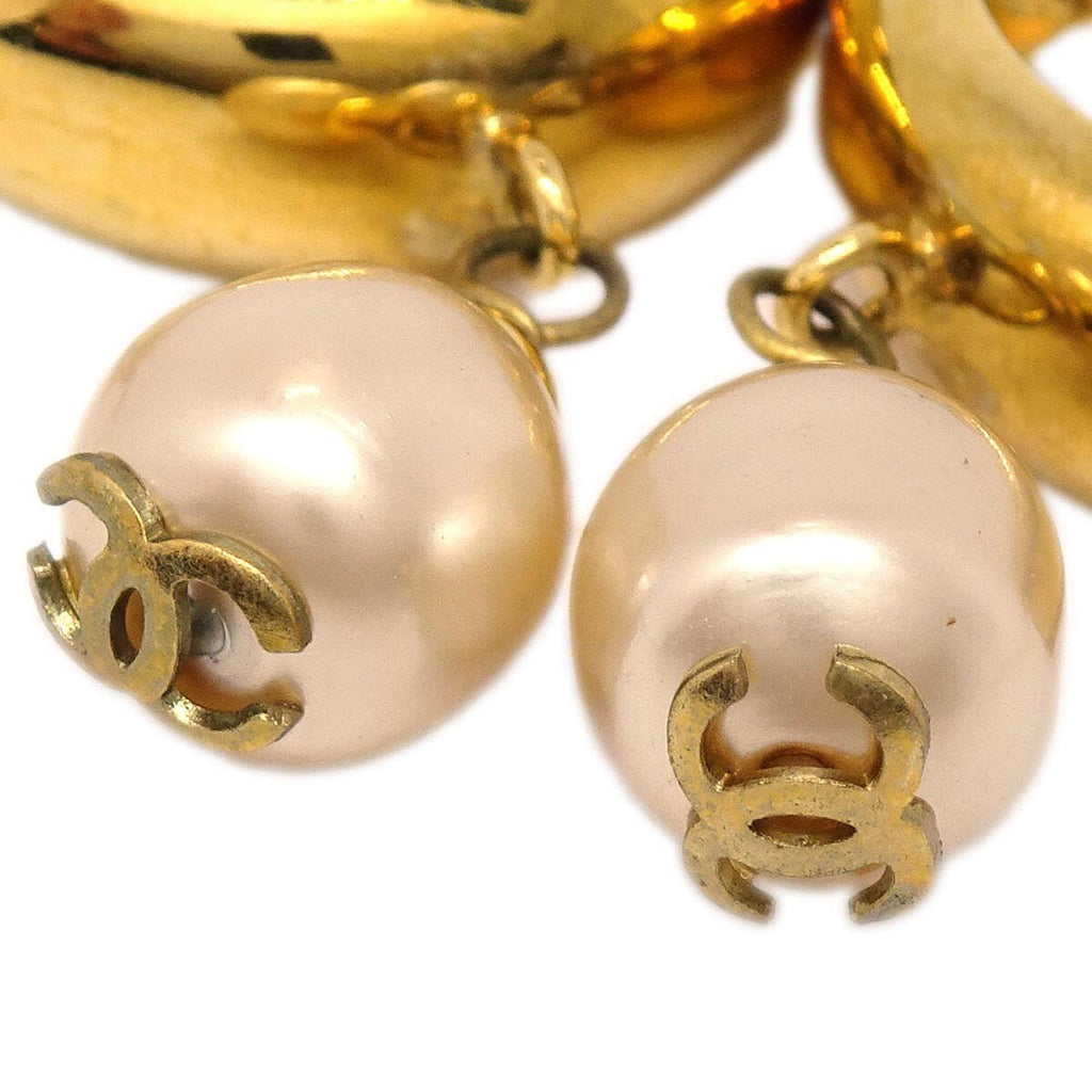 Chanel Cc Round Coco Mark Dangle Earrings Metal Gold Gold_Plated Earrings Jewelry (Pre-Owned)