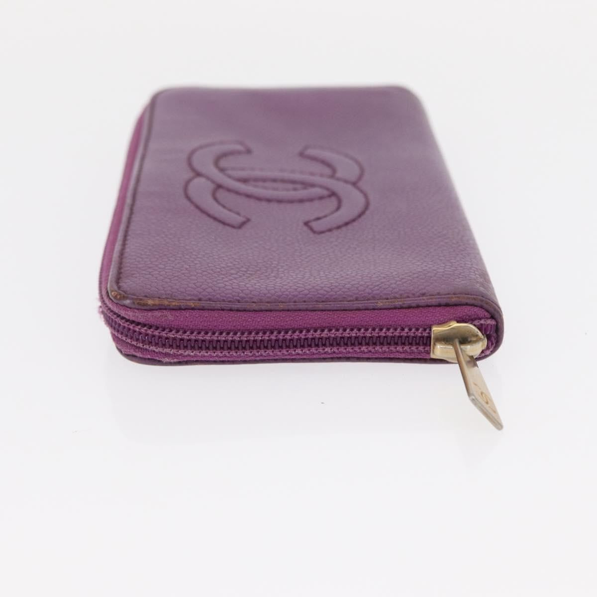Chanel Timeless Cc Zipped Wallet Caviar Purple Leather Wallets Accessory (Pre-Owned)