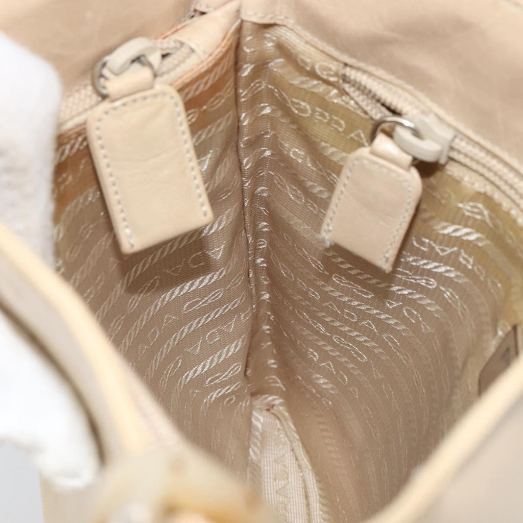 Prada Vintage Shoulder Bag Leather Beige Leather Shoulder Bag Bag (Pre-Owned)