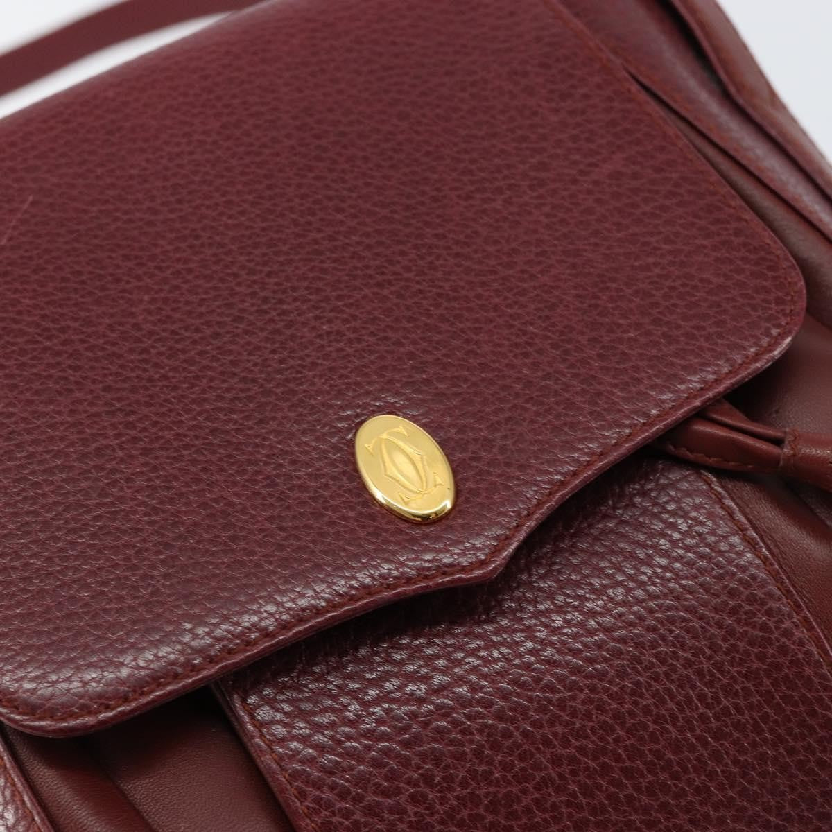 Cartier Must De Cartier Shoulder Bag Leather Burgundy Leather Shoulder Bag Bag (Pre-Owned)