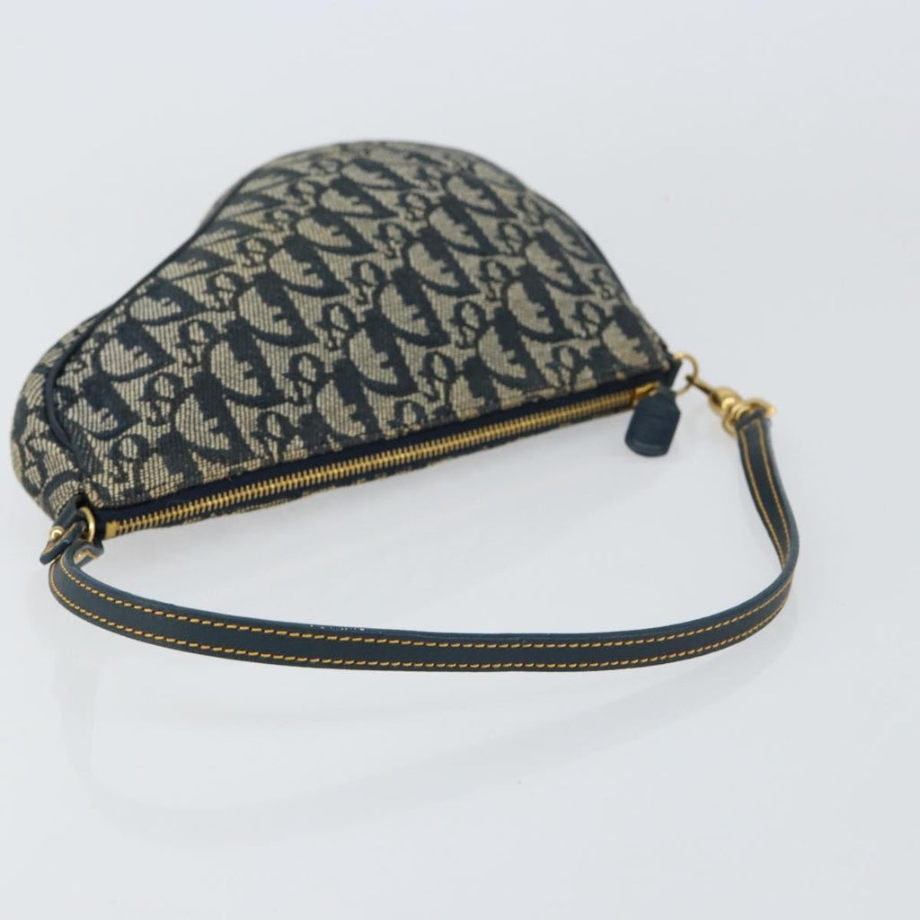 Christian Dior Vintage Saddle Bag Diorissimo Canvas Navy Canvas Clutche & Pouche Bag (Pre-Owned)