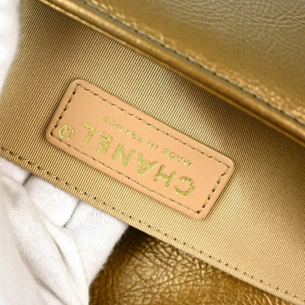 Chanel Boy Flap Bag Quilted Calfskin Gold Leather Shoulder Bag Bag (Pre-Owned)