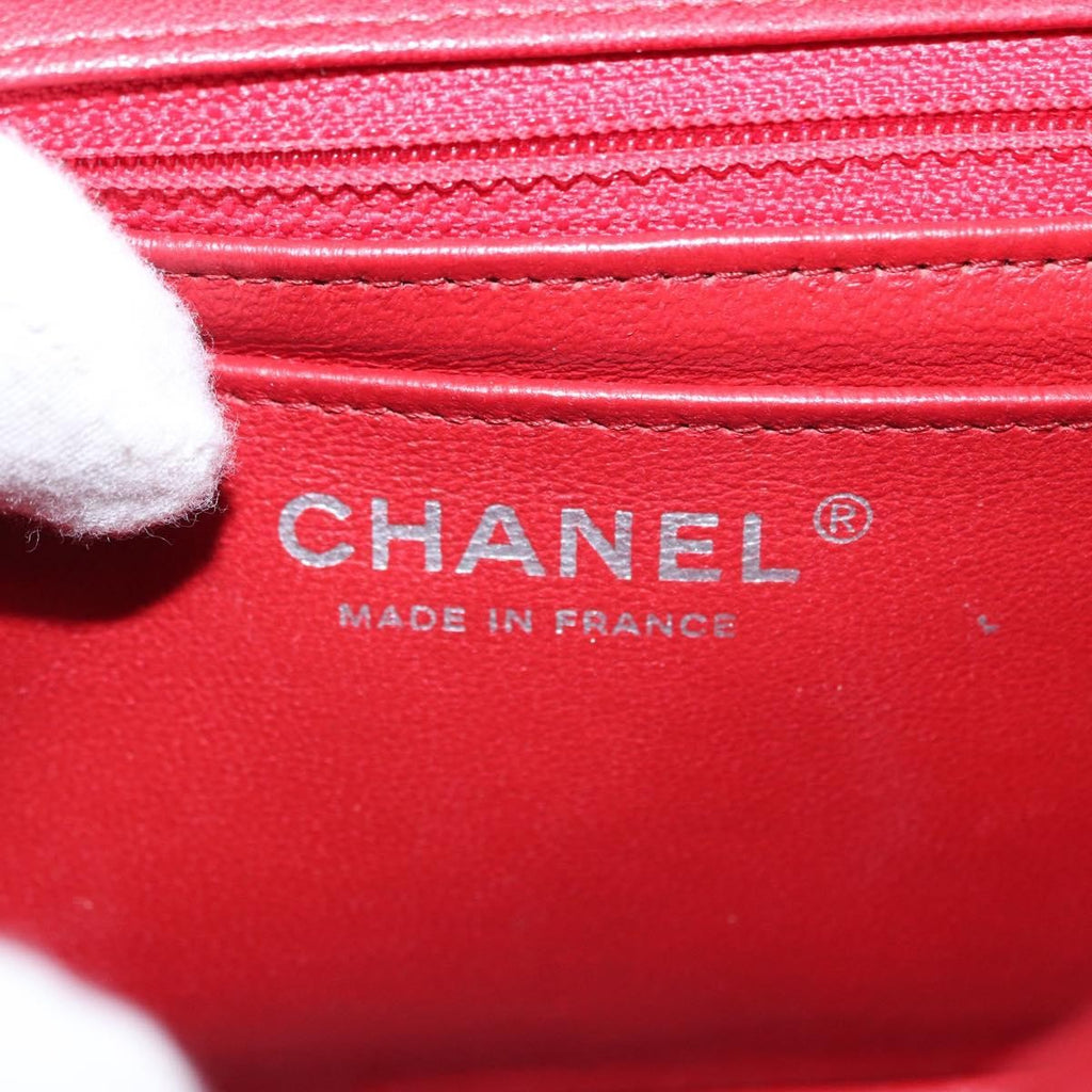 Chanel Square Classic Single Flap Bag Quilted Lambskin Red Leather Shoulder Bag Bag (Pre-Owned)