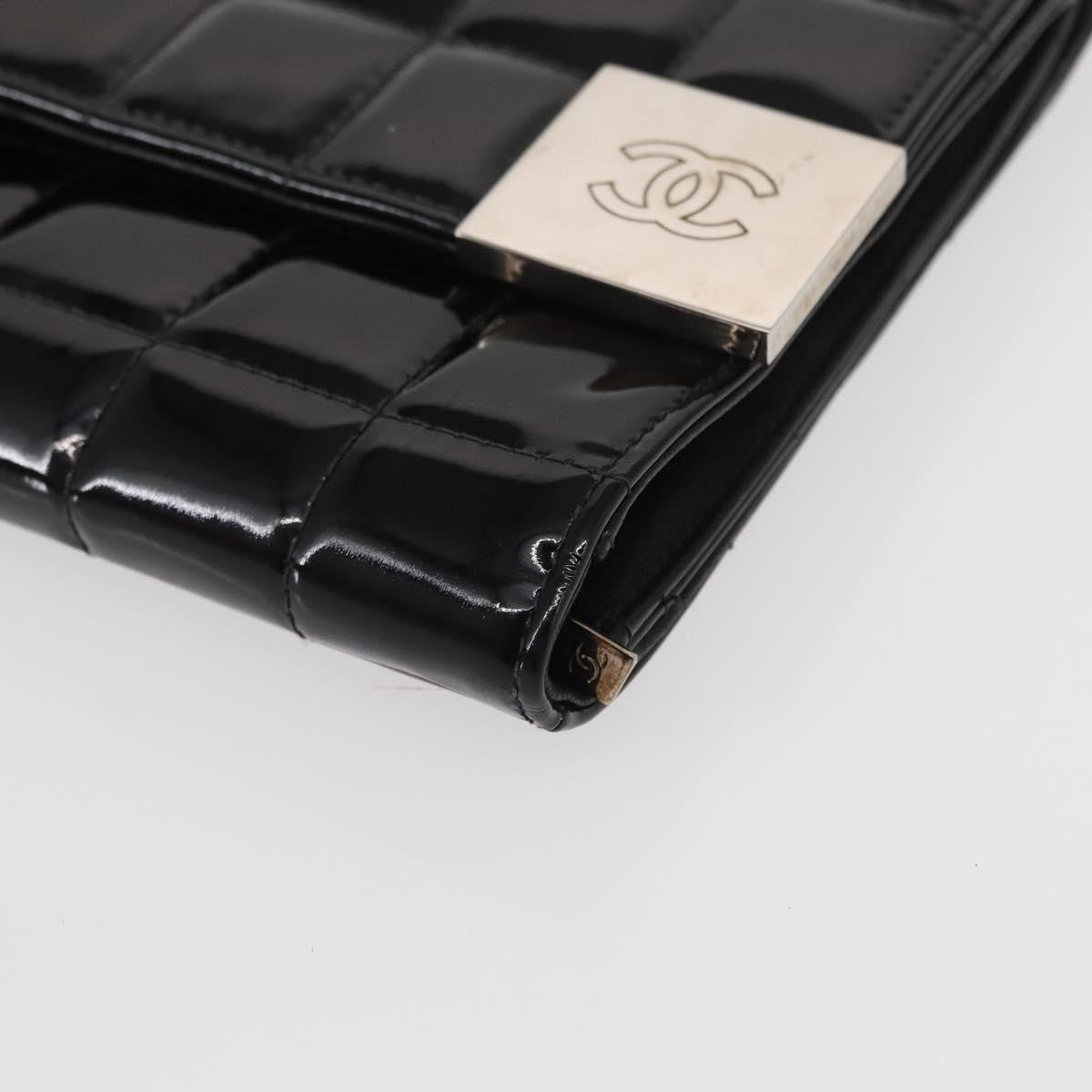 Chanel Chocolate Bar Chain Clutch Quilted Patent Black Patent_Leather Clutche & Pouche Bag (Pre-Owned)