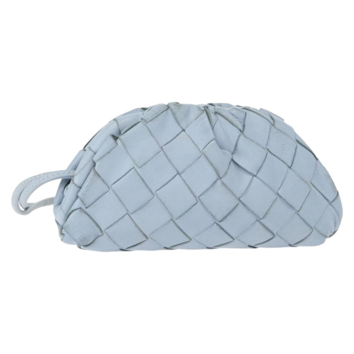 Bottega Veneta The Pouch Intrecciato Nappa Blue Leather Clutche & Pouche Bag (Pre-Owned)