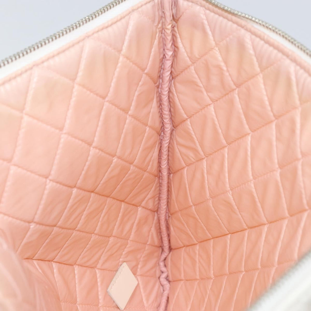 Chanel Coco Cuba Pouch Printed Quilted Canvas White Canvas Clutche & Pouche Bag (Pre-Owned)