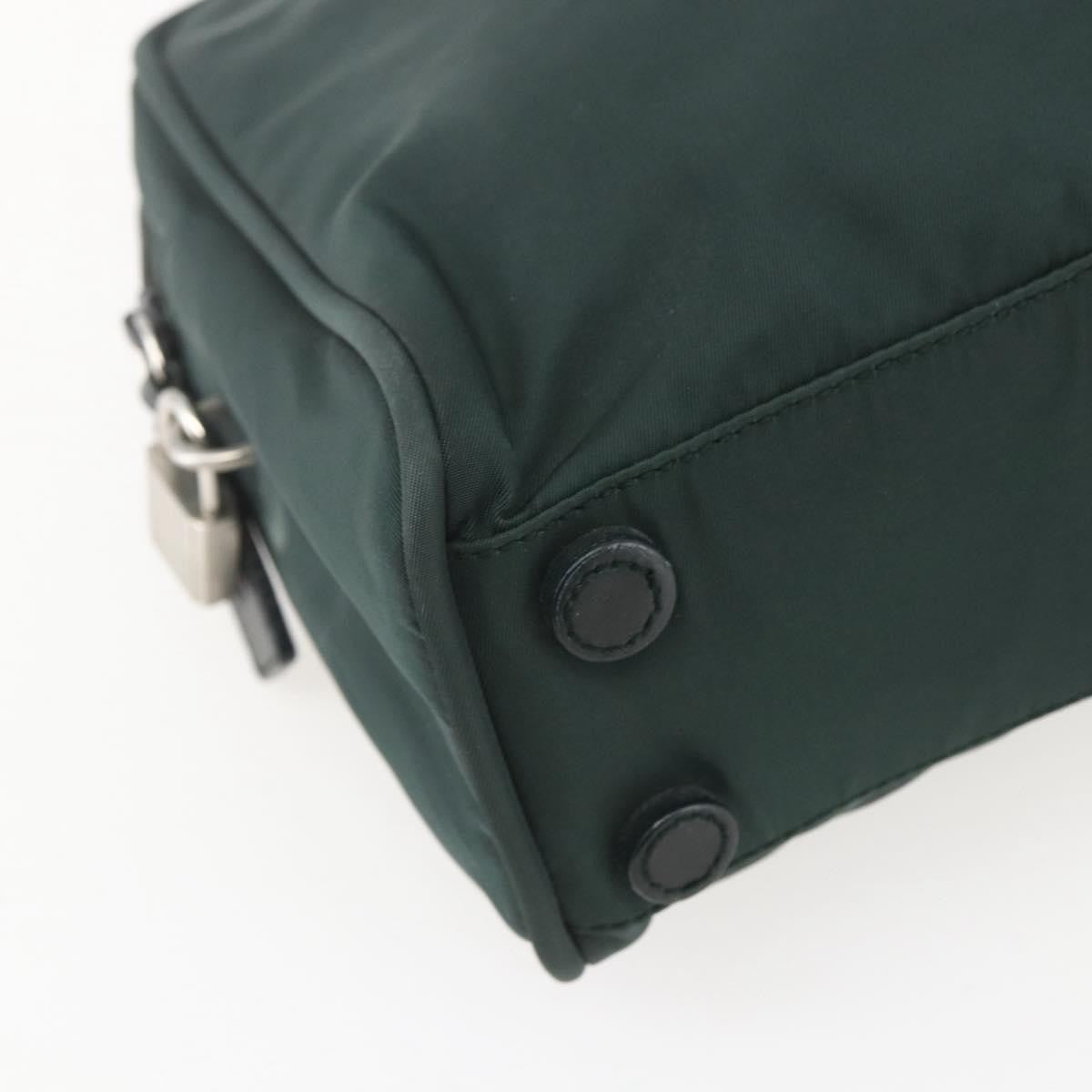 Prada Bowling Shoulder Bag Tessuto Green Nylon Handbag (Pre-Owned)