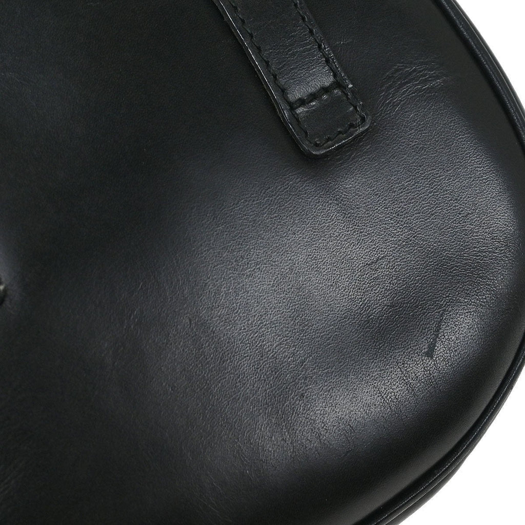 Salvatore Ferragamo Gancini Shoulder Bag Leather Black Leather Shoulder Bag Bag (Pre-Owned)