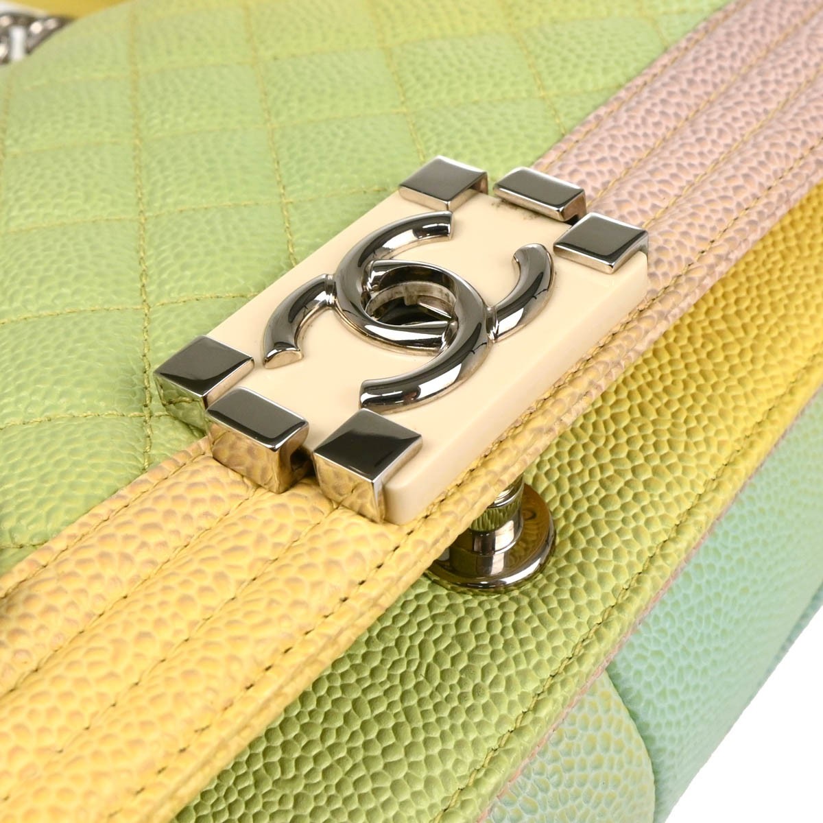 Chanel Rainbow Boy Flap Bag Quilted Painted Caviar Multicolour Leather Shoulder Bag Bag (Pre-Owned)