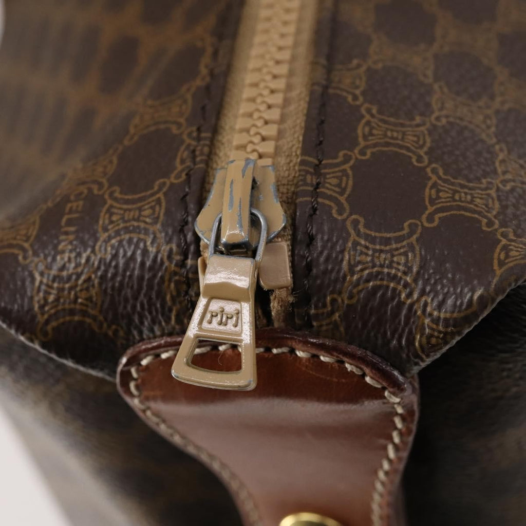 Celine Vintage Macadam Tote Bag Canvas Brown Pvc Tote Bag Bag (Pre-Owned)