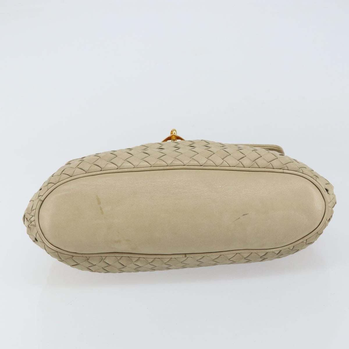 Bottega Veneta Intrecciato Handbag Leather Beige Leather Handbag (Pre-Owned)