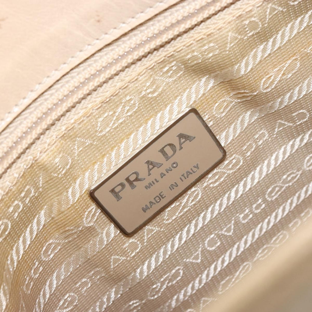 Prada Vintage Shoulder Bag Leather Beige Leather Shoulder Bag Bag (Pre-Owned)