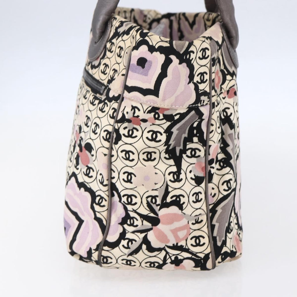 Chanel Vintage Floral Tote Canvas Beige Canvas Tote Bag Bag (Pre-Owned)