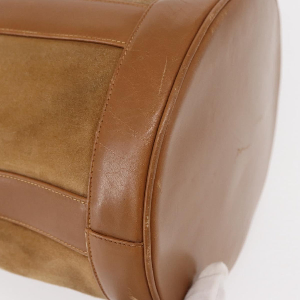 Salvatore Ferragamo Vintage Shoulder Bag Leather Beige Suede Shoulder Bag Bag (Pre-Owned)