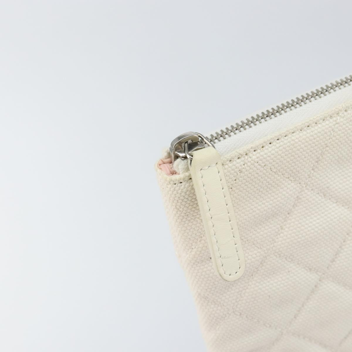 Chanel Coco Cuba Pouch Printed Quilted Canvas White Canvas Clutche & Pouche Bag (Pre-Owned)