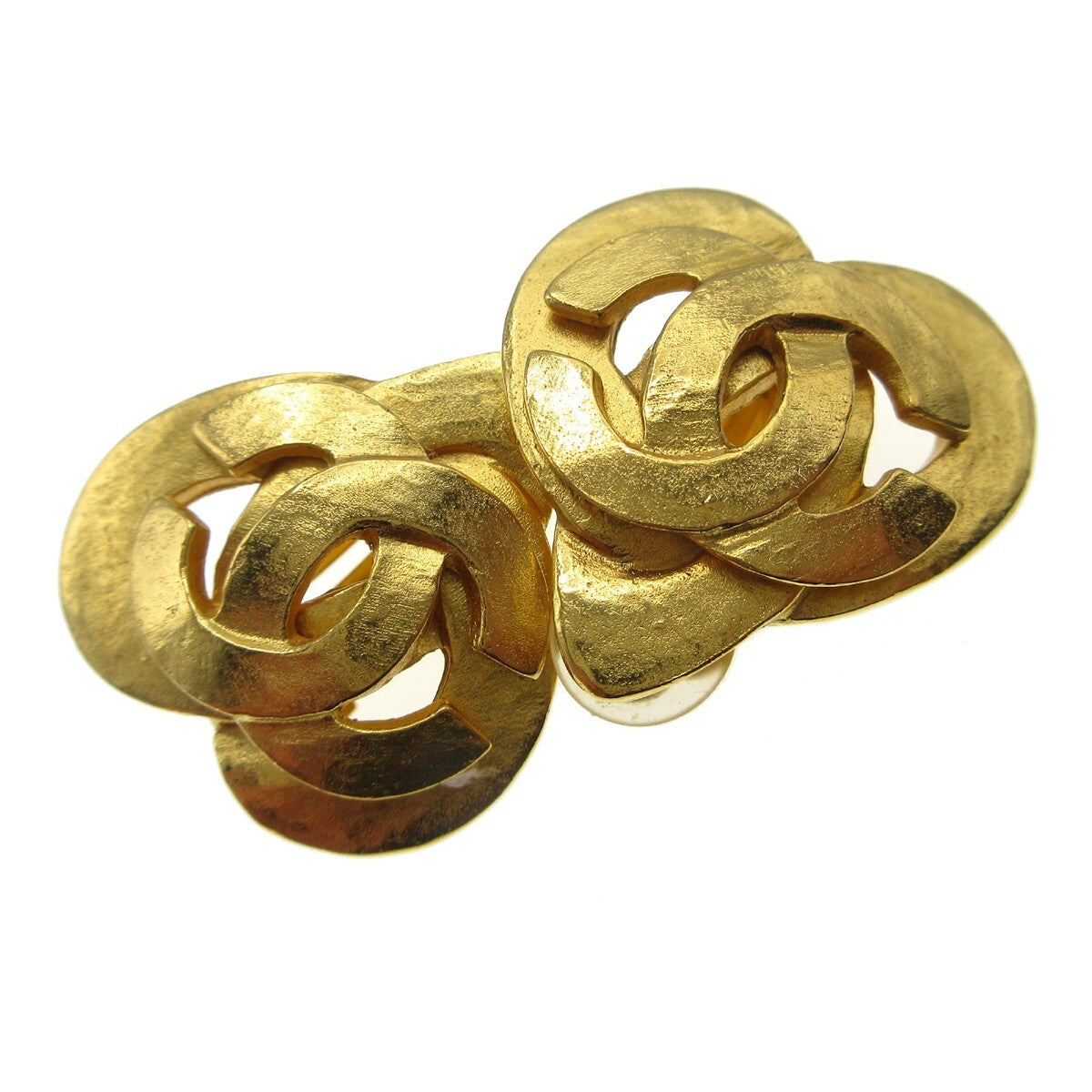 Chanel Cc Logo Heart Gold-Plated Gold Gold_Plated Earrings Jewelry (Pre-Owned)
