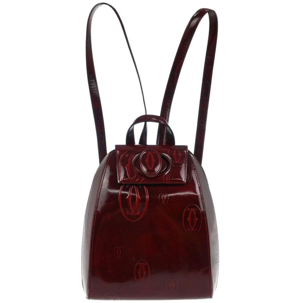 Cartier Happy Birthday Backpack Patent Leather Burgundy Patent_Leather Backpack Bag (Pre-Owned)