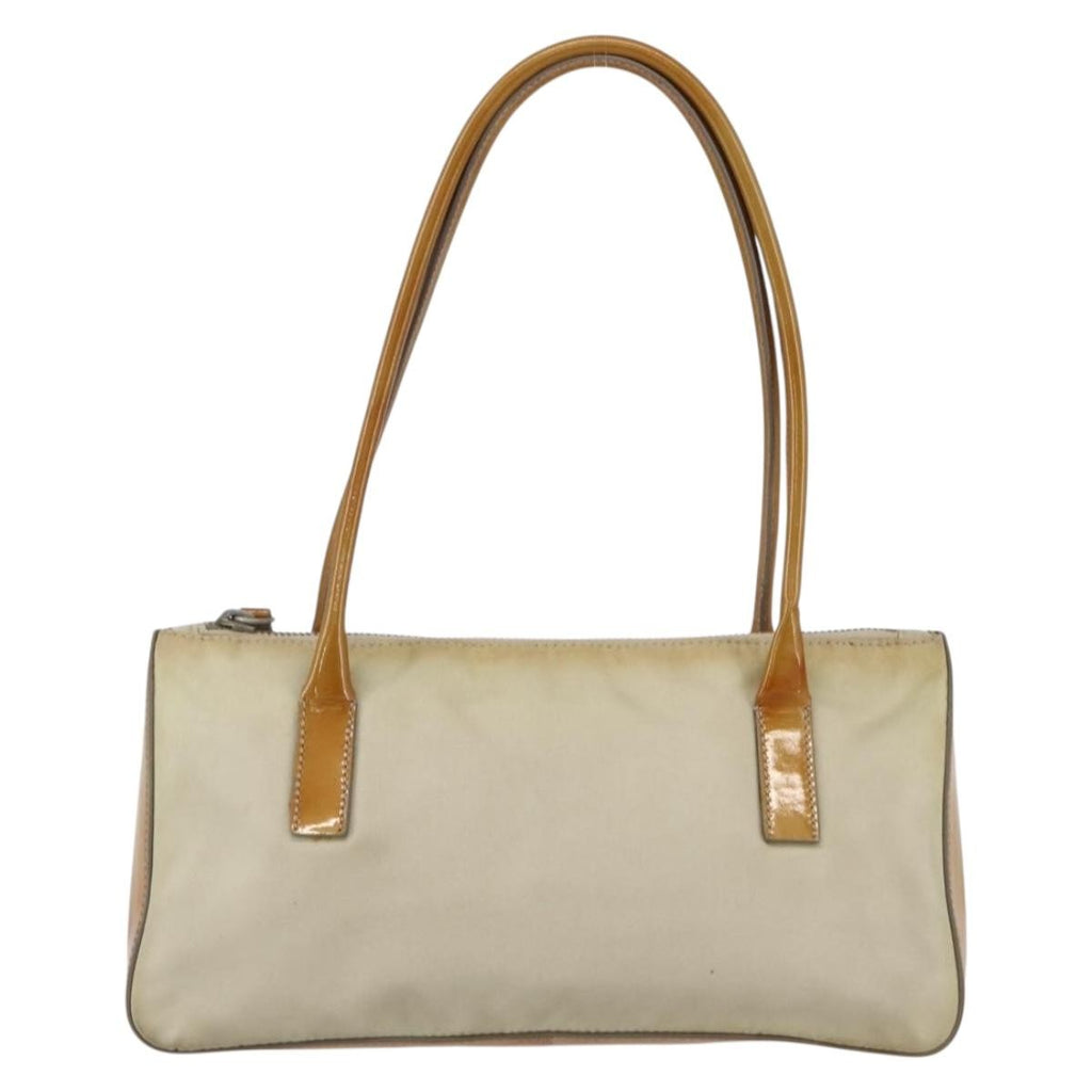 Prada Vintage Handbag Tessuto Beige Nylon Handbag (Pre-Owned)