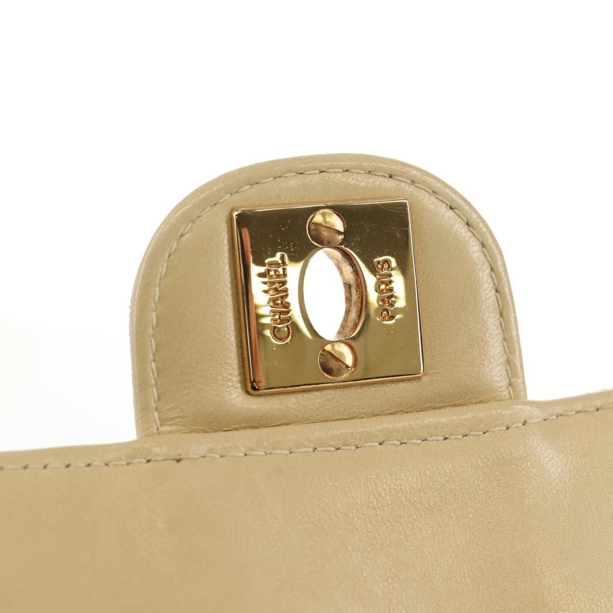 Chanel Chain Flap Shoulder Bag Quilted Lambskin Beige Leather Shoulder Bag Bag (Pre-Owned)