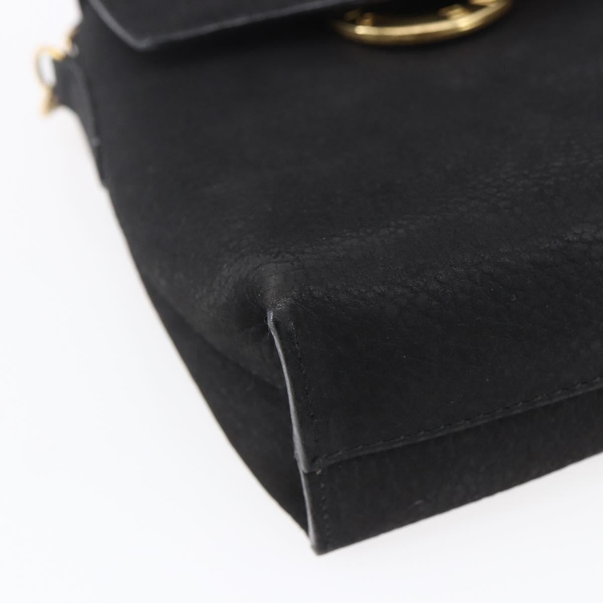 Celine Circle Logo Shoulder Bag Leather Black Leather Shoulder Bag Bag (Pre-Owned)