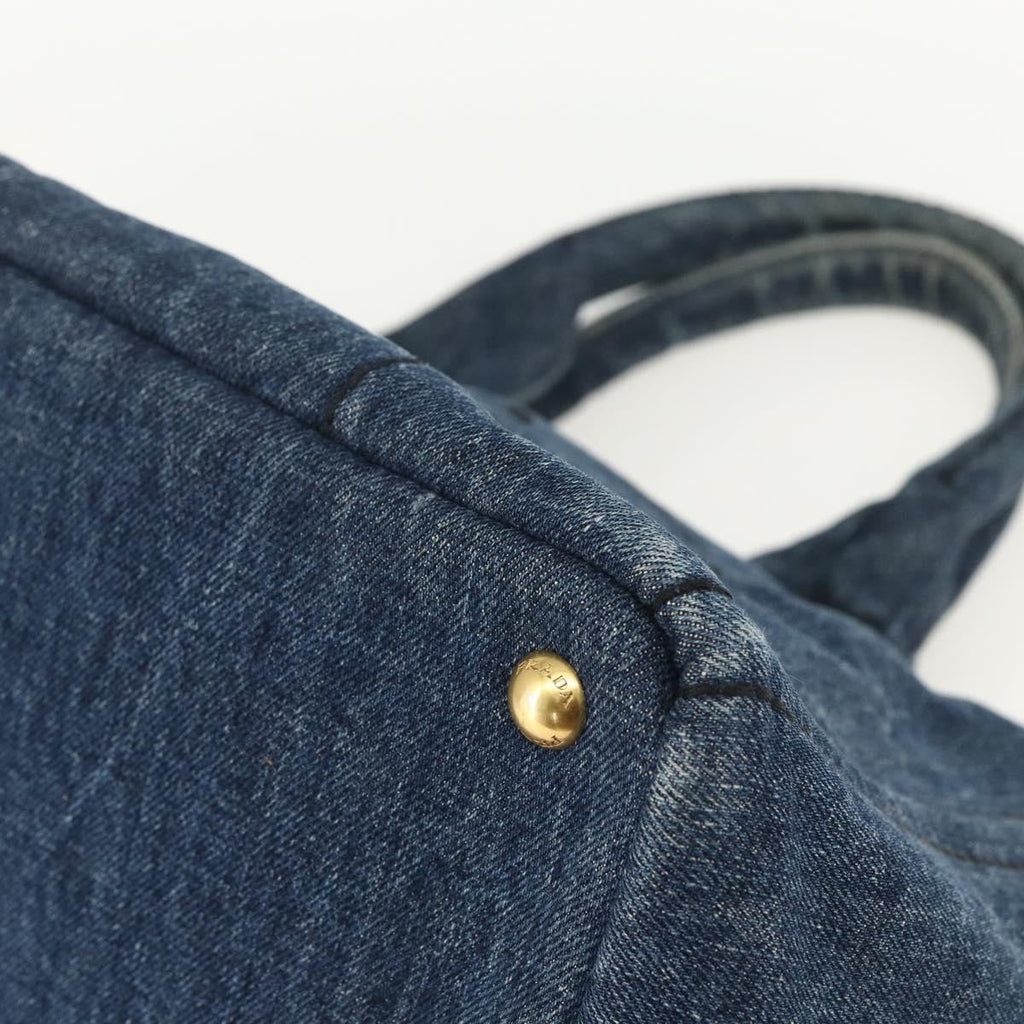 Prada Canapa Tote Denim Blue Canvas Tote Bag Bag (Pre-Owned)