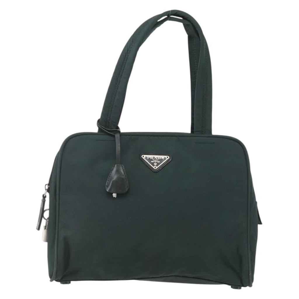Prada Bowling Shoulder Bag Tessuto Green Nylon Handbag (Pre-Owned)