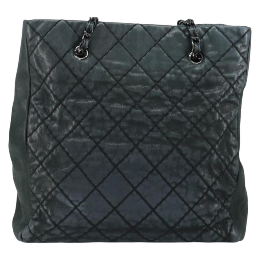 Chanel Cc Charm Tote Quilted Iridescent Calfskin Green Leather Tote Bag Bag (Pre-Owned)