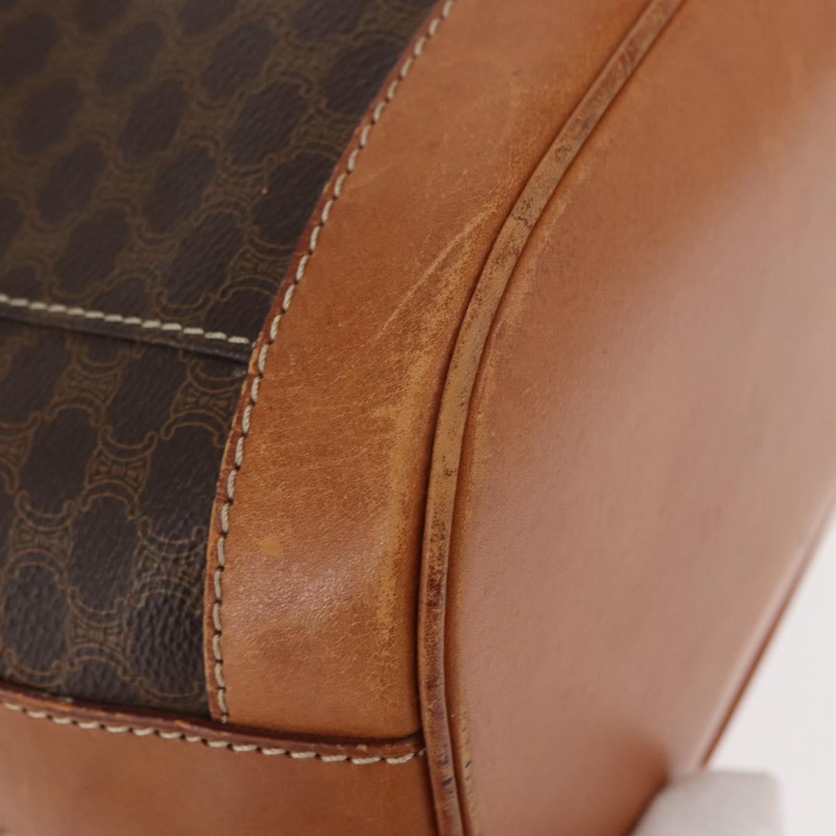 Celine Vintage Macadam Shoulder Bag Canvas And Leather Brown Canvas Shoulder Bag Bag (Pre-Owned)