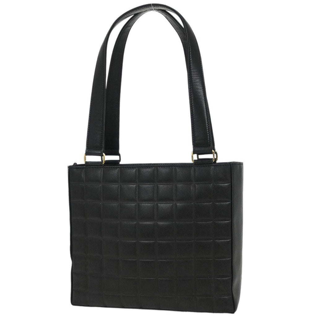 Chanel Chocolate Bar Cc Tote Quilted Leather Black Leather Tote Bag Bag (Pre-Owned)