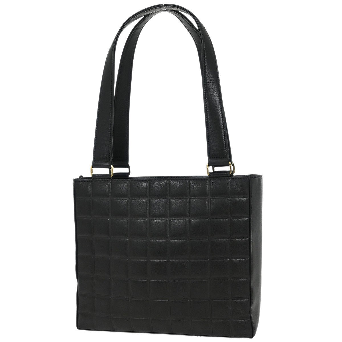 Chanel Chocolate Bar Cc Tote Quilted Leather Black Leather Tote Bag Bag (Pre-Owned)
