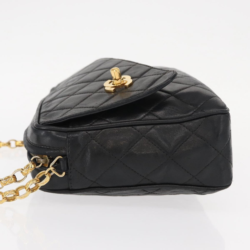 Chanel Cc Chain & Tassel Front Pocket Camera Bag Quilted Lambskin Black Leather Shoulder Bag Bag (Pre-Owned)