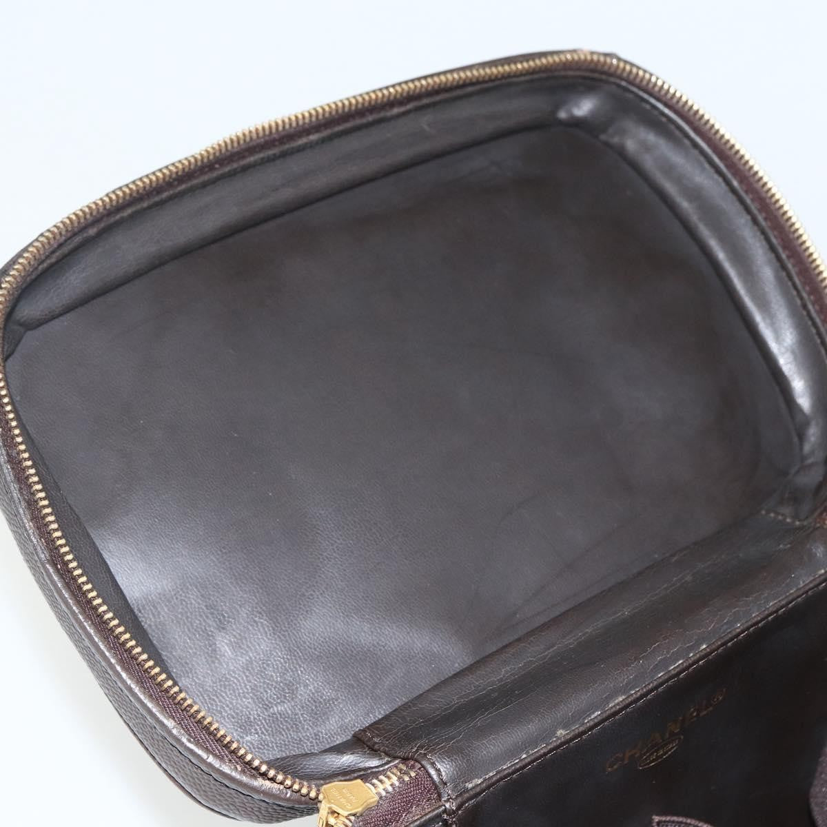 Chanel Vintage Timeless Vanity Case Caviar Brown Leather Handbag (Pre-Owned)