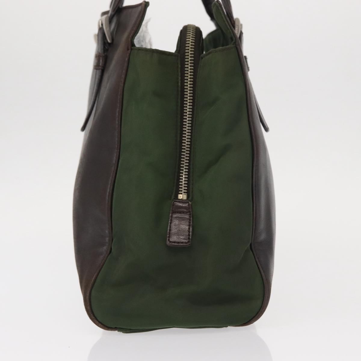 Prada Vintage Tote Tessuto With Leather Brown Nylon Tote Bag Bag (Pre-Owned)