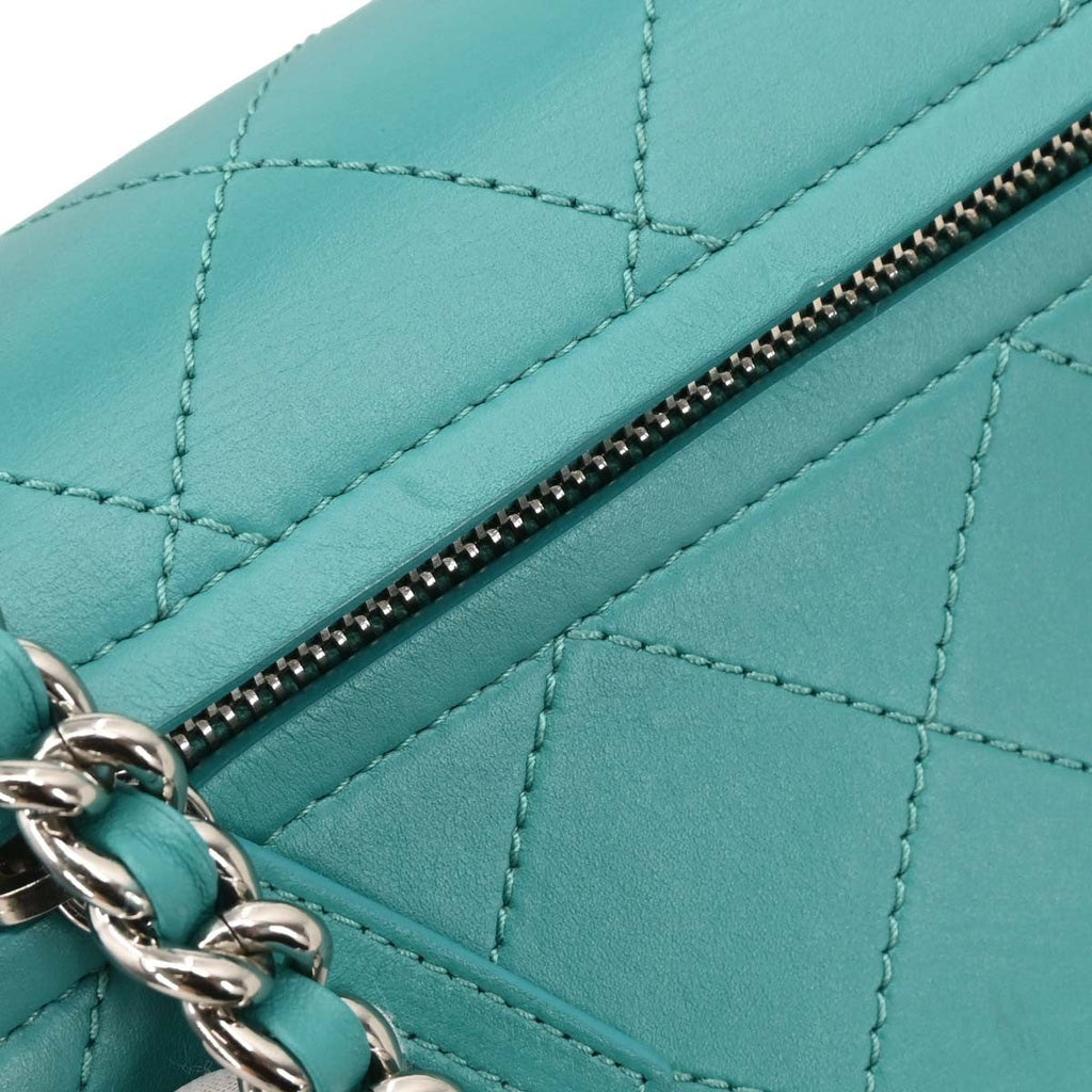 Chanel Ring My Bag Top Handle Bag Stitched Calfskin Green Leather Handbag (Pre-Owned)