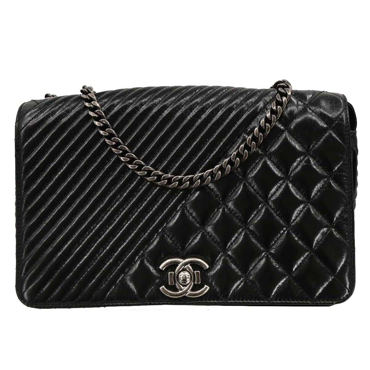 Chanel Coco Boy Flap Bag Quilted Aged Calfskin Black Leather Shoulder Bag Bag (Pre-Owned)