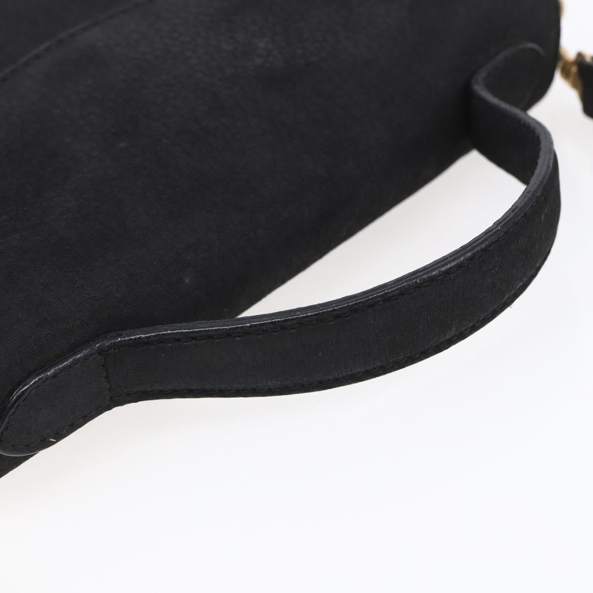 Celine Circle Logo Shoulder Bag Leather Black Leather Shoulder Bag Bag (Pre-Owned)
