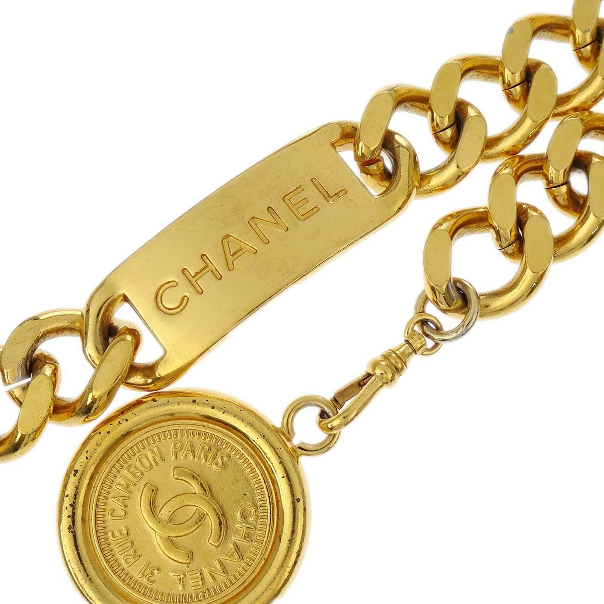 Chanel Medallion Chain Link Belt Metal Gold Gold_Plated Belts Accessory (Pre-Owned)