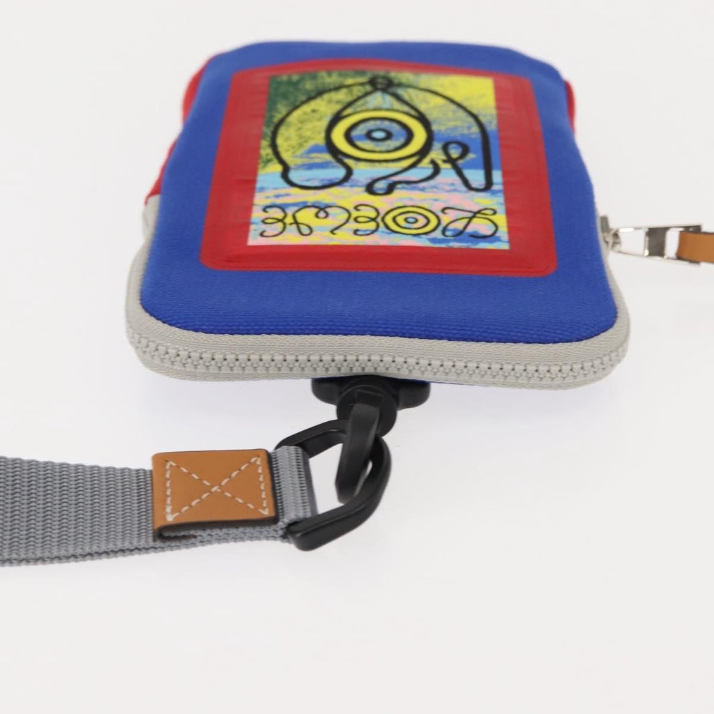 Loewe Eye/Loewe/Nature Zip Neck Pouch Canvas With Applique Blue Canvas Clutche & Pouche Bag (Pre-Owned)