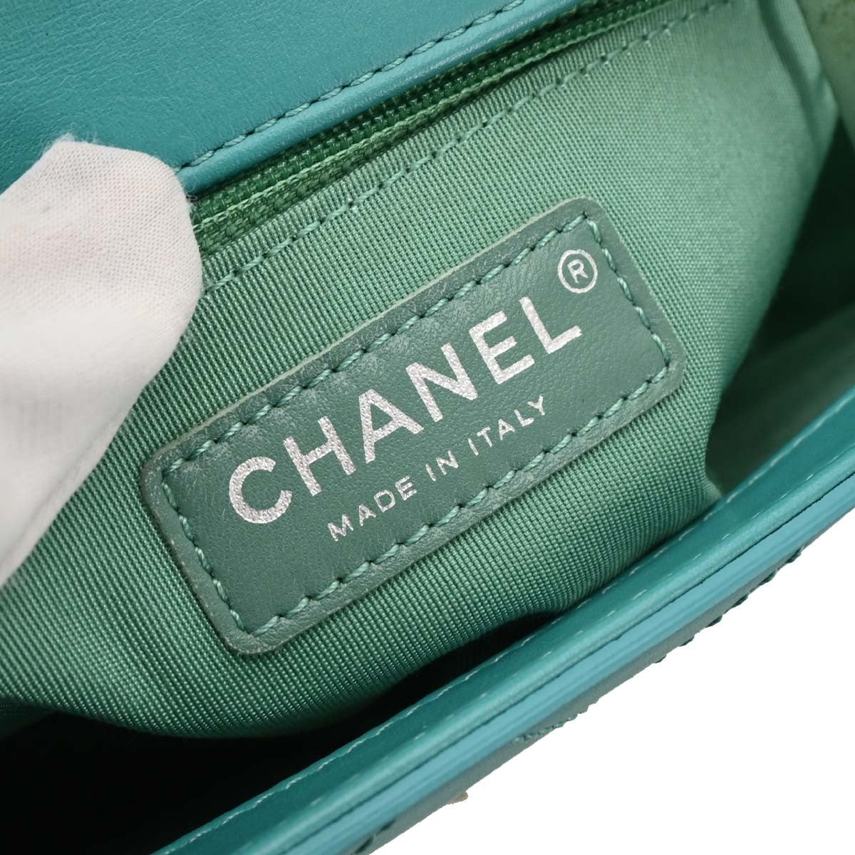 Chanel Ring My Bag Top Handle Bag Stitched Calfskin Green Leather Handbag (Pre-Owned)