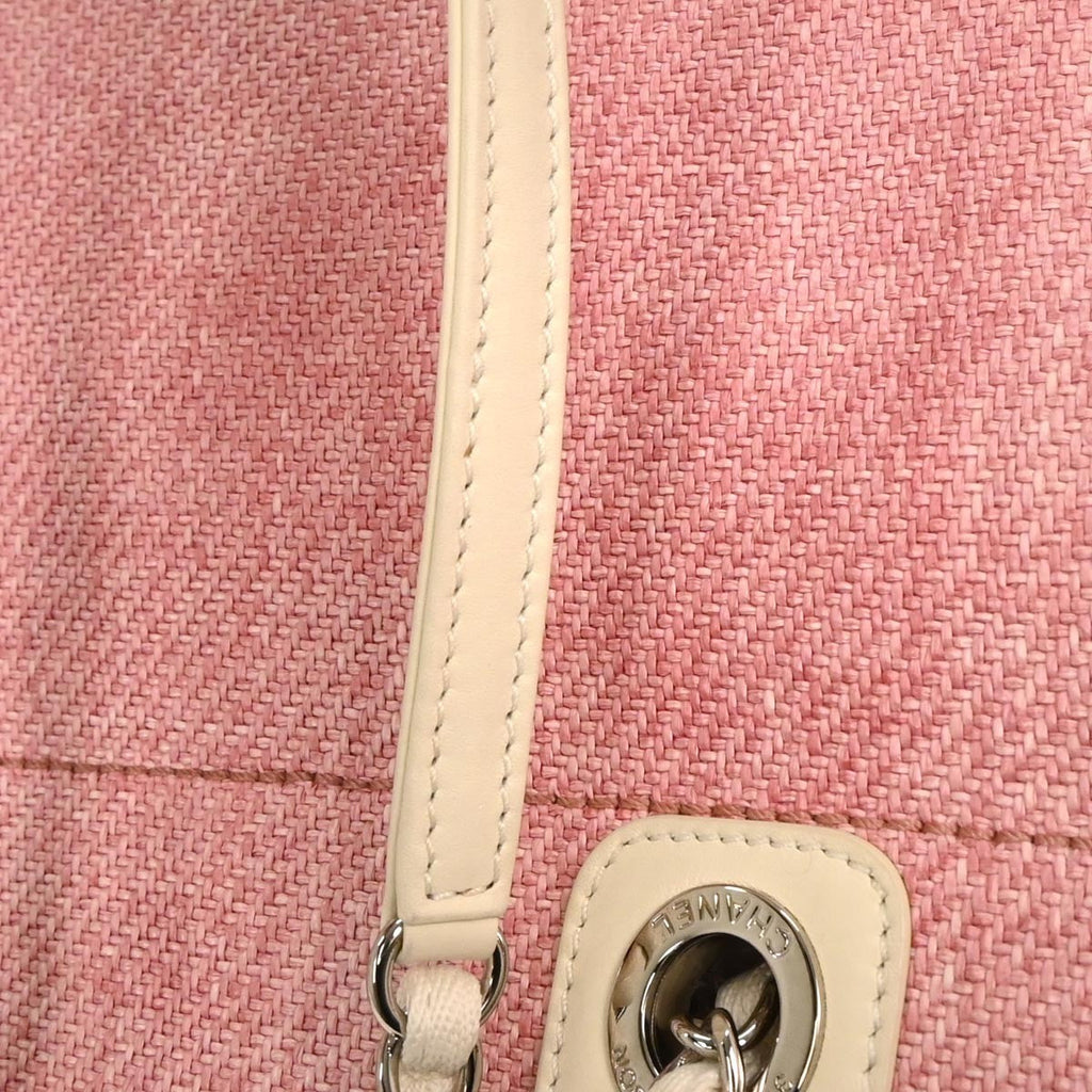 Chanel Deauville Tote Canvas Pink Canvas Tote Bag Bag (Pre-Owned)