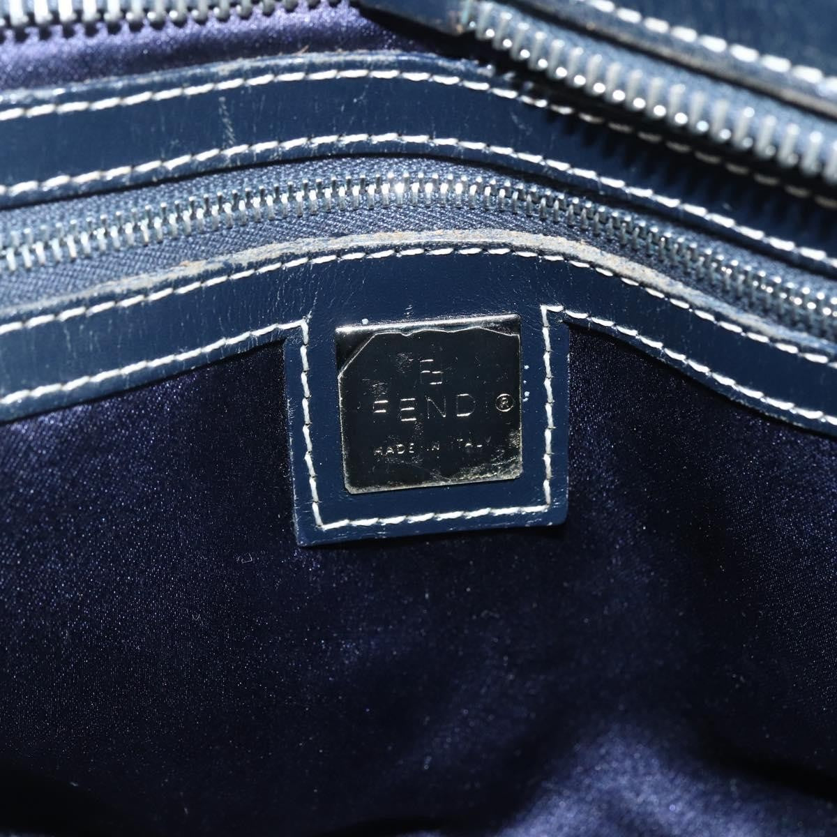 Fendi Vintage Satchel Zucchino Canvas Navy Canvas Handbag (Pre-Owned)
