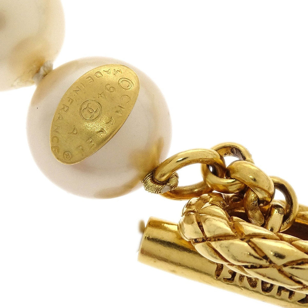 Chanel Chain Around Pearl Necklace Metal With Faux Pearls Gold Metal Bracelet Jewelry (Pre-Owned)