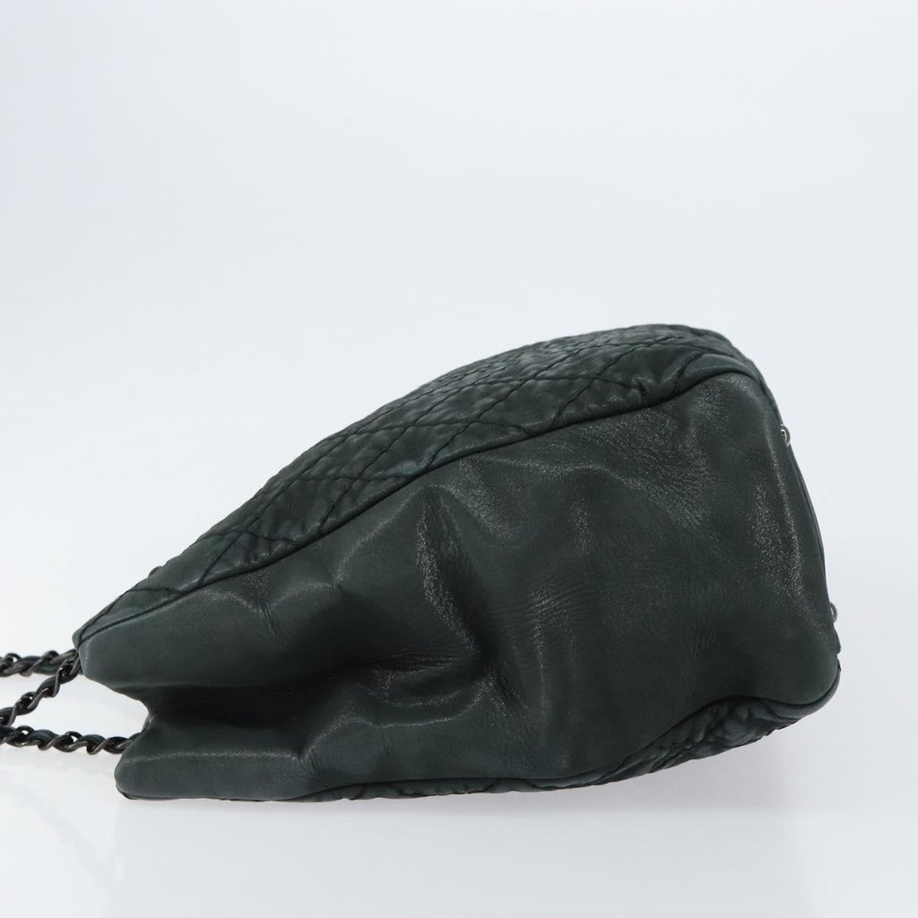Chanel Cc Charm Tote Quilted Iridescent Calfskin Green Leather Tote Bag Bag (Pre-Owned)
