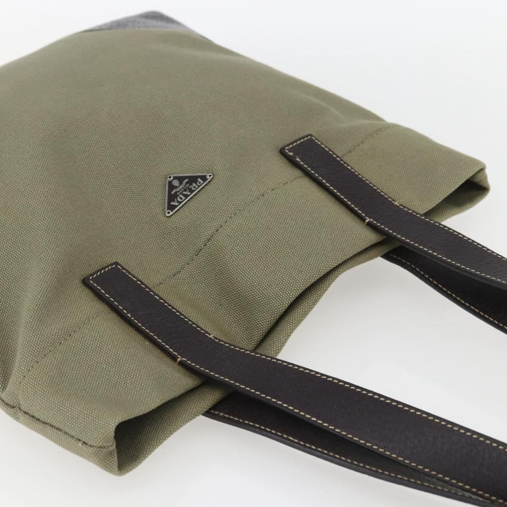 Prada Vintage Tote Canvas Khaki Canvas Tote Bag Bag (Pre-Owned)